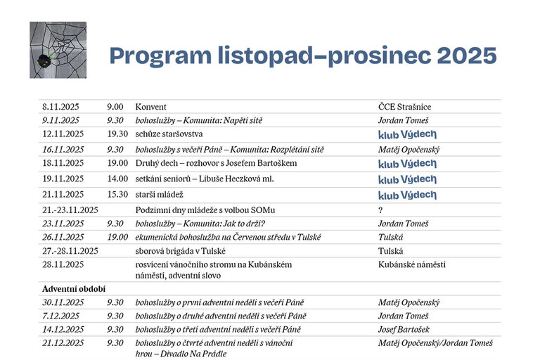 Sborový program LISTOPAD 2025