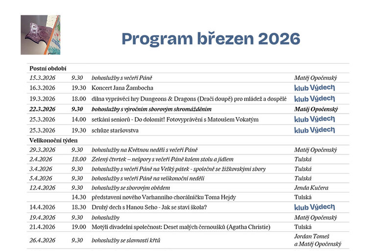 Sborový program BŘEZEN 2026