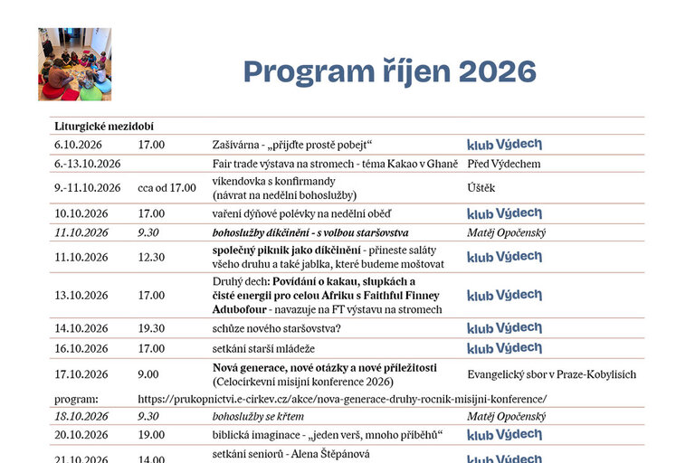 Sborový program ŘÍJEN 2026